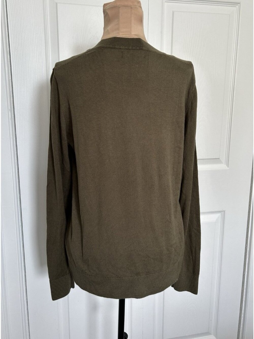 Quince Lightweight Cotton Cashmere Crew Neck Long Sleeve Sweater Olive Size M - Picture 11 of 16
